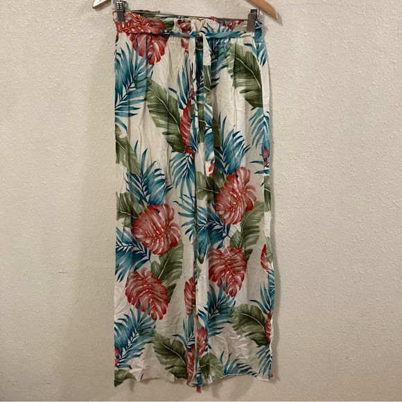 See You Monday Pants - See you Monday Tropical Hawaiian Floral Wide-Leg Pants M Rayón